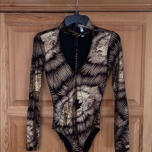 Mary's Cherries Boutique Radiant Black and Gold Bodysuit